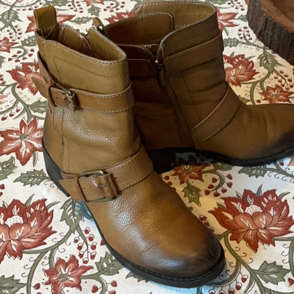 Sole Society So Kai Brown Leather Ankle Boots Size 8.5